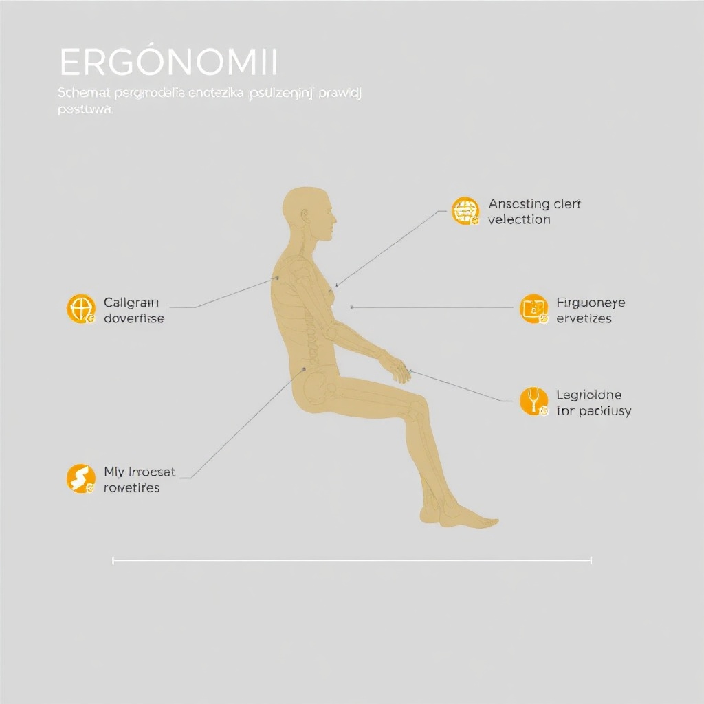 Grafika przedstawiająca ergonomię i prawidłową postawę ciała